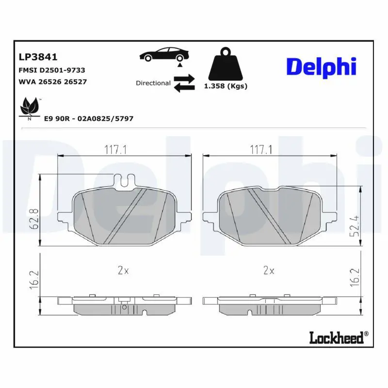 Bremžu uzliku kompl., Disku bremzes DELPHI