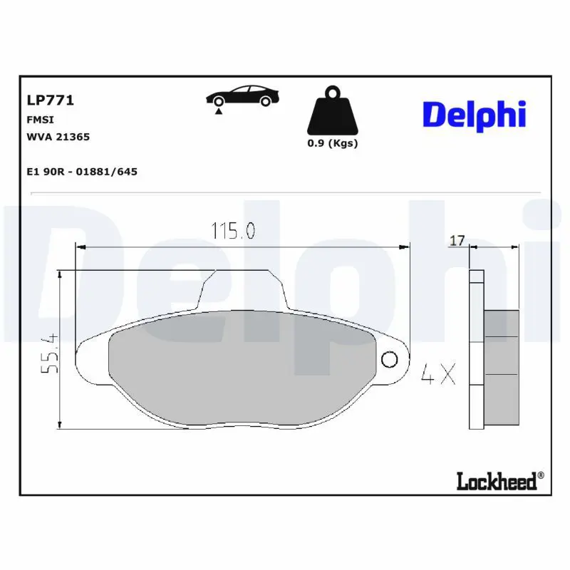 Bremžu uzliku kompl., Disku bremzes DELPHI