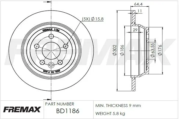 Bremžu diski FREMAX BD1186