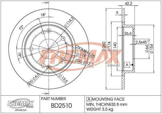 Bremžu diski FREMAX BD2510