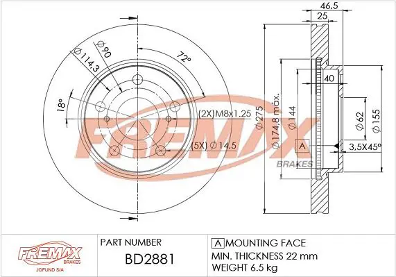 Bremžu diski FREMAX BD2881