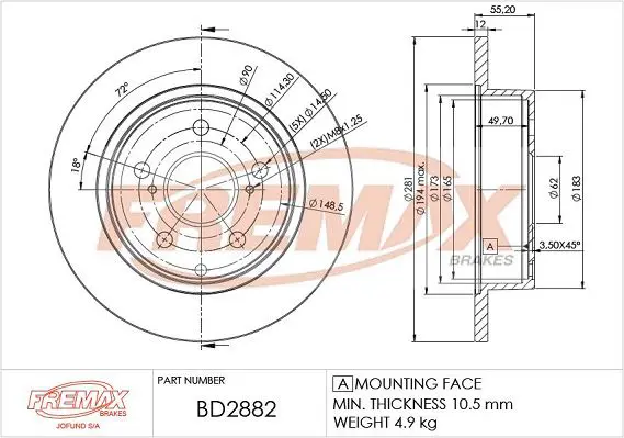 Bremžu diski FREMAX BD2882