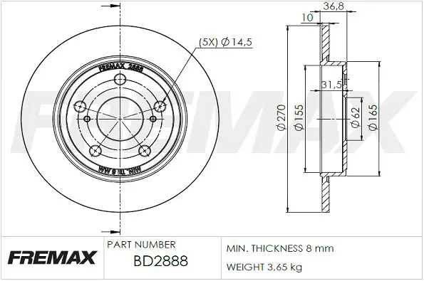 Bremžu diski FREMAX BD2888
