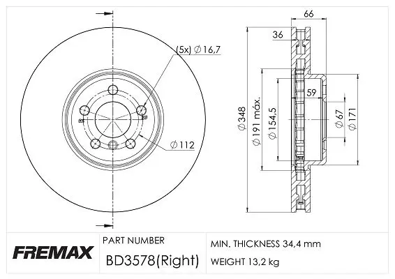 Brake Disc FREMAX BD3578