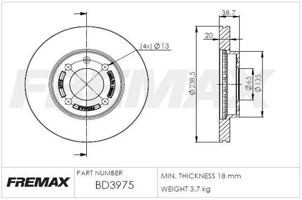 Bremžu diski FREMAX BD3975