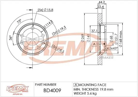 Bremžu diski FREMAX BD4009
