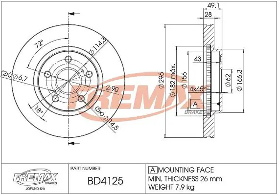 Bremžu diski FREMAX BD4125