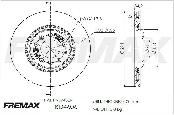 Brake Disc FREMAX BD4606