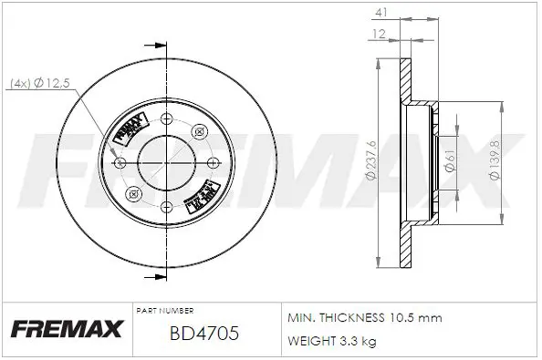 Bremžu diski FREMAX BD4705
