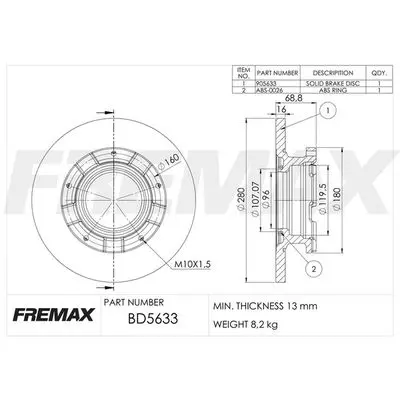 Brake Disc FREMAX BD5633KT