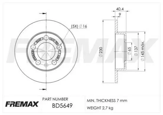 Brake Disc FREMAX BD5649
