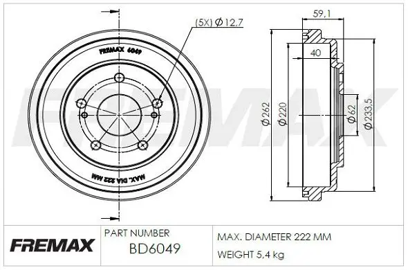 Brake Drum FREMAX BD6049