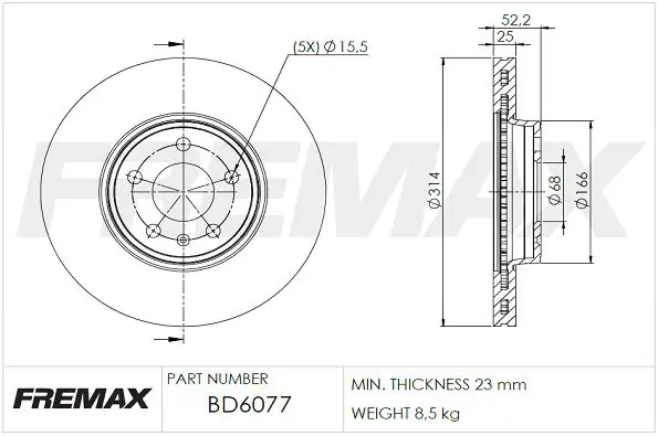 Bremžu diski FREMAX BD6077