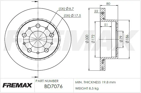 Brake Disc FREMAX BD7076