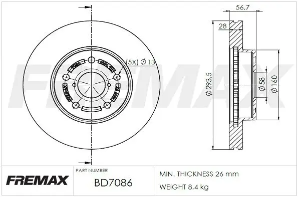 Brake Disc FREMAX BD7086