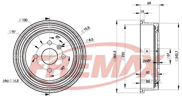 Bremžu trumulis FREMAX BD8063