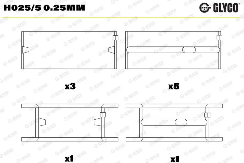 Kloķvārpstas gultnis GLYCO H0255025mm