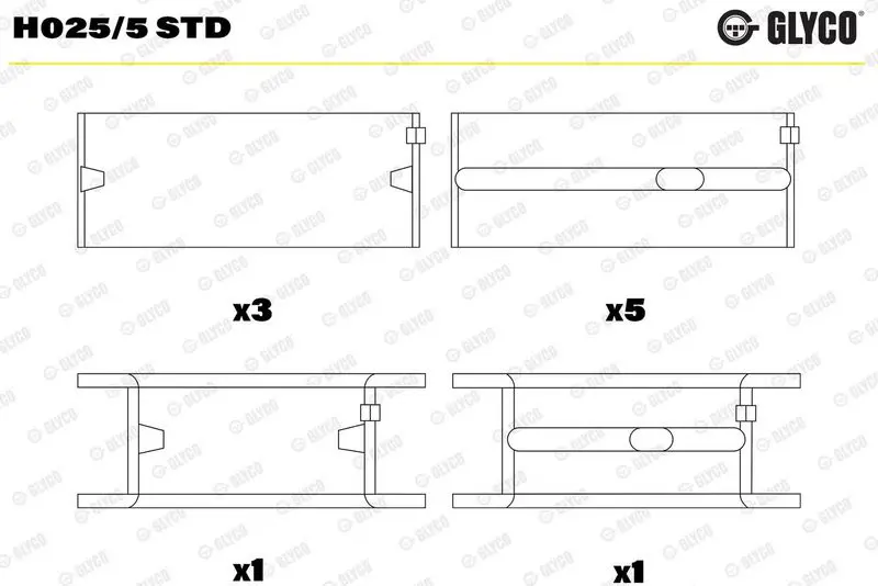 Kloķvārpstas gultnis GLYCO H0255STD