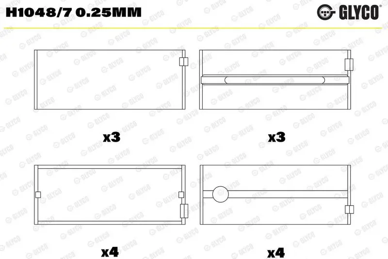 Kloķvārpstas gultnis GLYCO H10487025mm