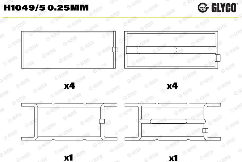 Kloķvārpstas gultnis GLYCO H10495025mm