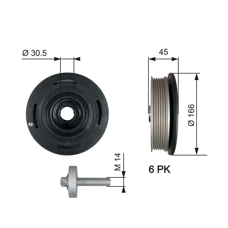 Piedziņas skriemelis, Kloķvārpsta Gates TVD1041A