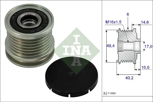 Ģeneratora brīvgaitas mehānisms INA 535000110