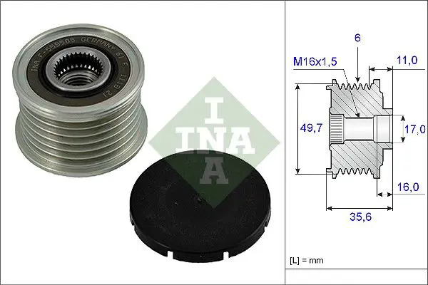 Ģeneratora brīvgaitas mehānisms INA 535001610