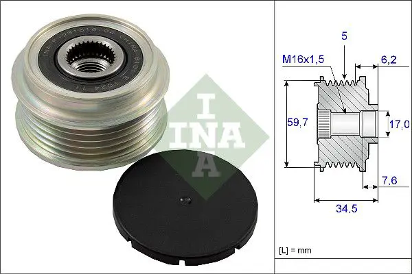 Ģeneratora brīvgaitas mehānisms INA 535003410