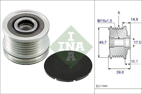 Ģeneratora brīvgaitas mehānisms INA 535005010