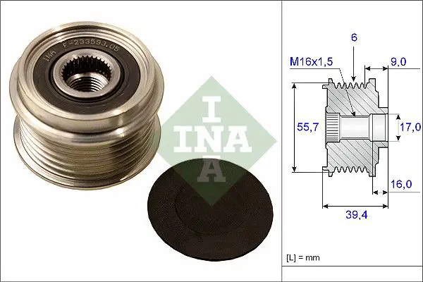 Ģeneratora brīvgaitas mehānisms INA 535006010