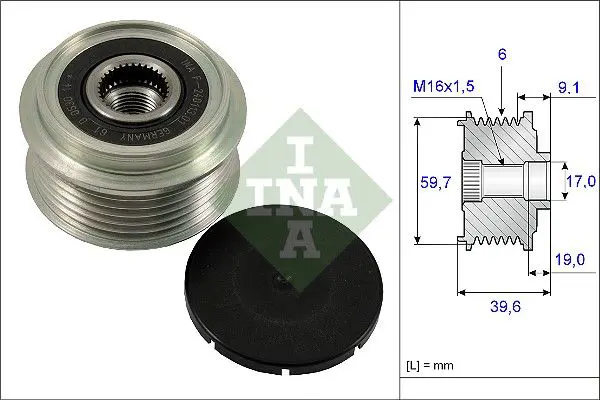 Ģeneratora brīvgaitas mehānisms INA 535006510