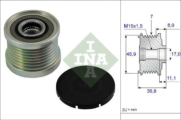 Ģeneratora brīvgaitas mehānisms INA 535008110