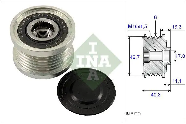 Ģeneratora brīvgaitas mehānisms INA 535009310