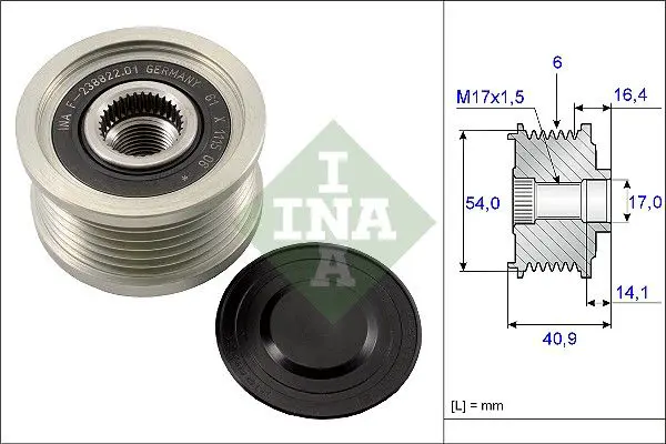 Ģeneratora brīvgaitas mehānisms INA 535011210