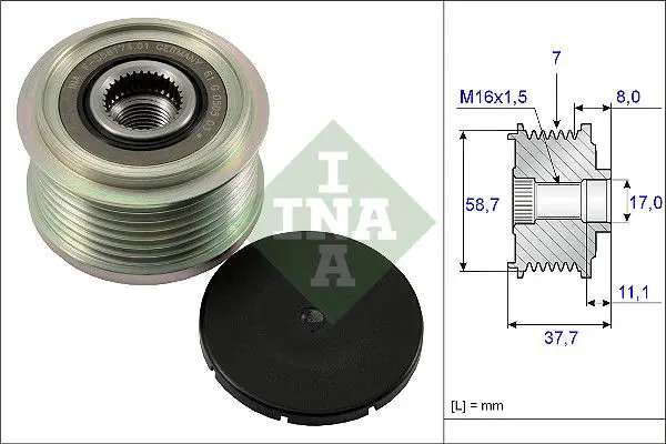 Ģeneratora brīvgaitas mehānisms INA 535012810