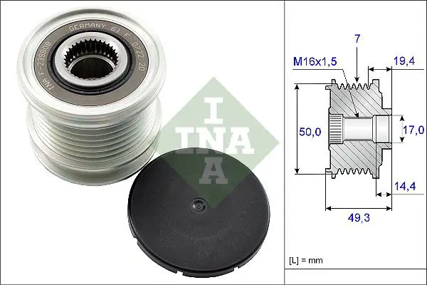 Ģeneratora brīvgaitas mehānisms INA 535014010