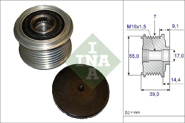 Ģeneratora brīvgaitas mehānisms INA 535014210