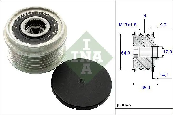 Ģeneratora brīvgaitas mehānisms INA 535015110