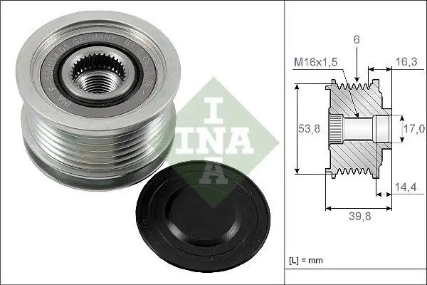 Ģeneratora brīvgaitas mehānisms INA 535017010