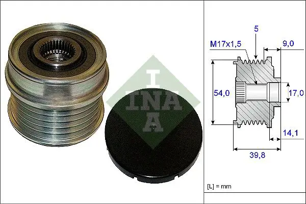 Ģeneratora brīvgaitas mehānisms INA 535017110