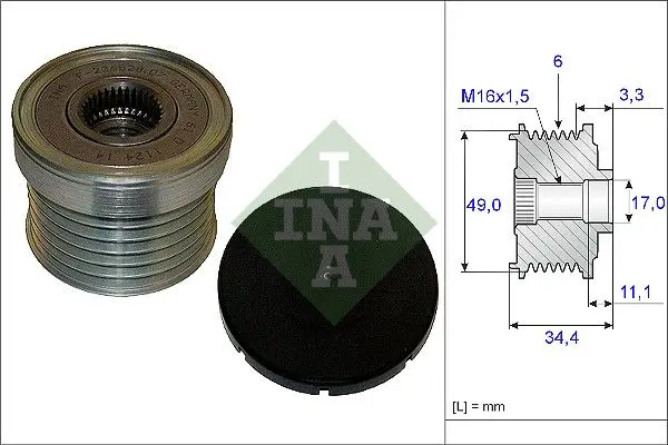 Ģeneratora brīvgaitas mehānisms INA 535018310