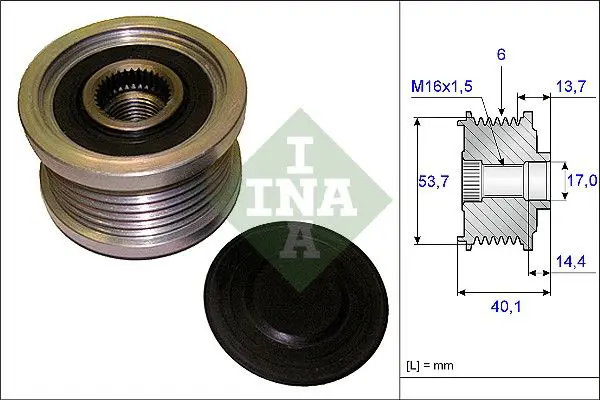 Ģeneratora brīvgaitas mehānisms INA 535020210