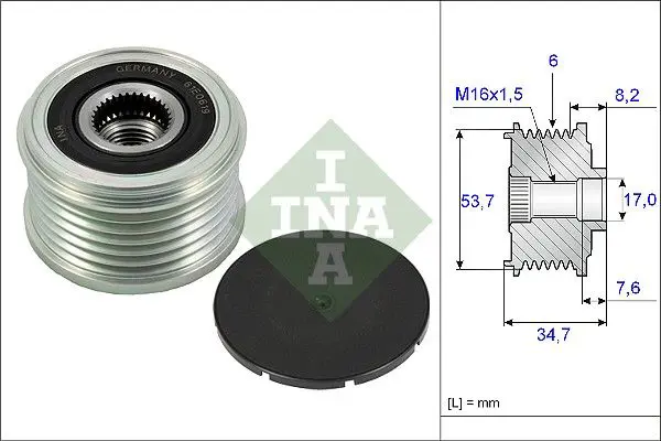 Ģeneratora brīvgaitas mehānisms INA 535022410