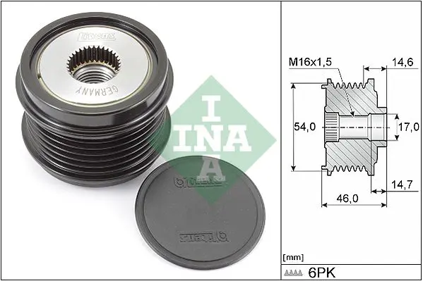 Ģeneratora brīvgaitas mehānisms INA 535030810