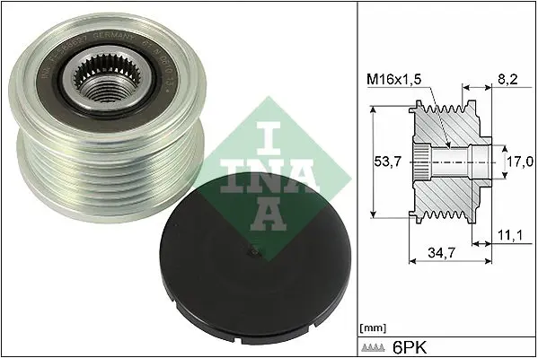 Ģeneratora brīvgaitas mehānisms INA 535032710
