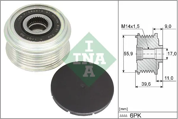 Ģeneratora brīvgaitas mehānisms INA 535034010