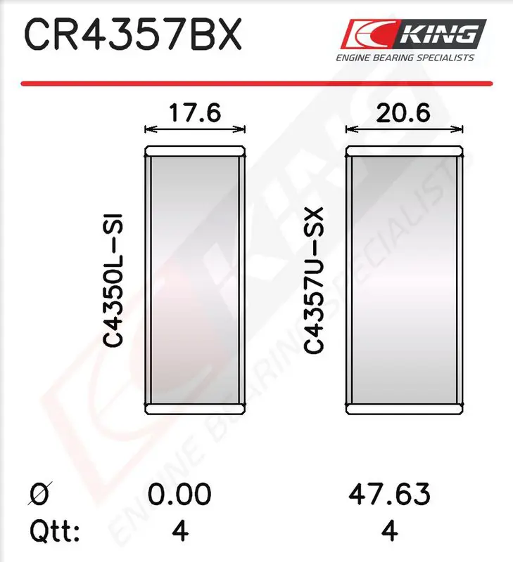 Connecting Rod Bearing KING CR4357BX