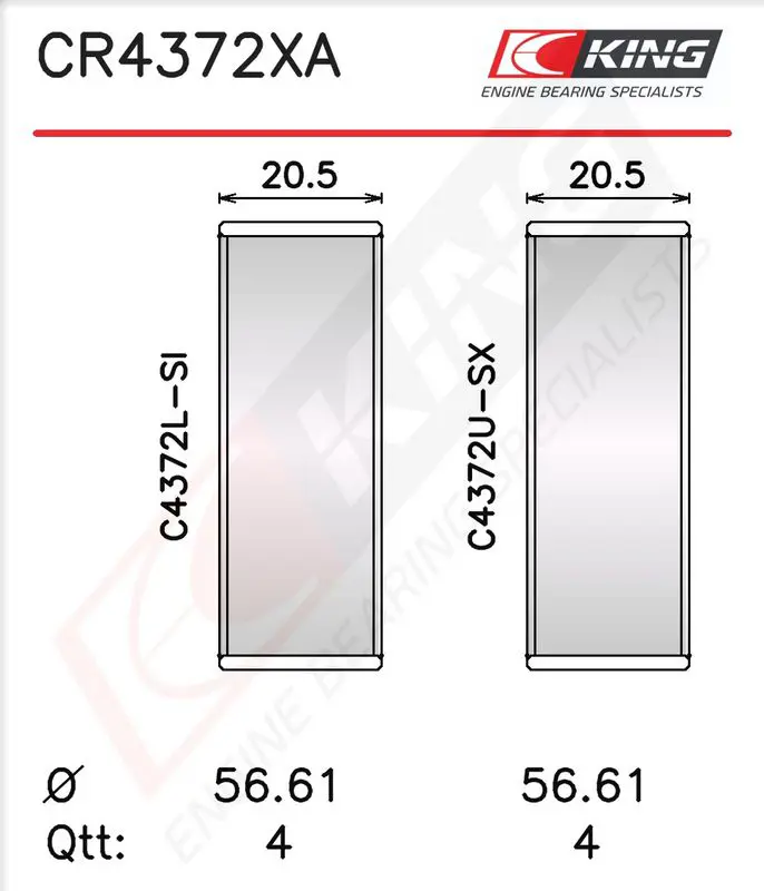 Big end bearings KING CR4372XA025