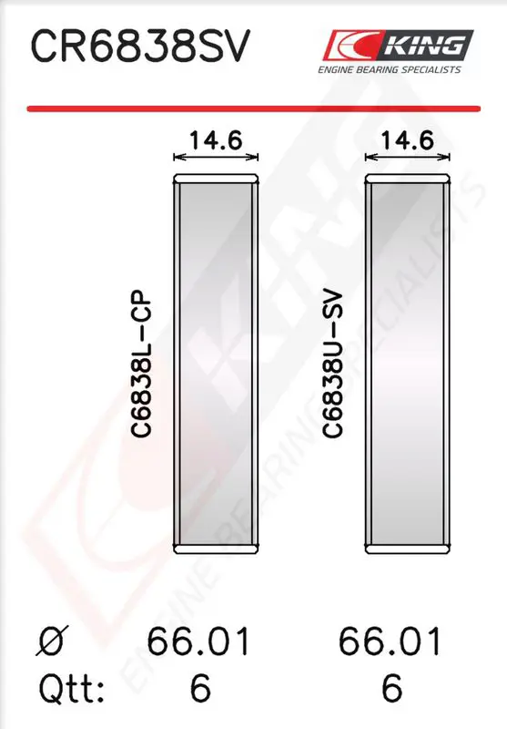 Big end bearings KING CR6838SV010