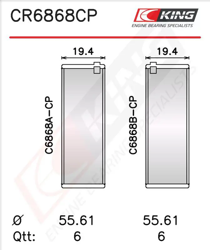 Big end bearings KING CR6868CP025